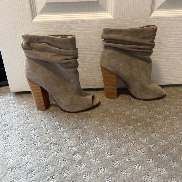 High Heel Scrunch Suede Ankle Booties - Picture 1 of 5